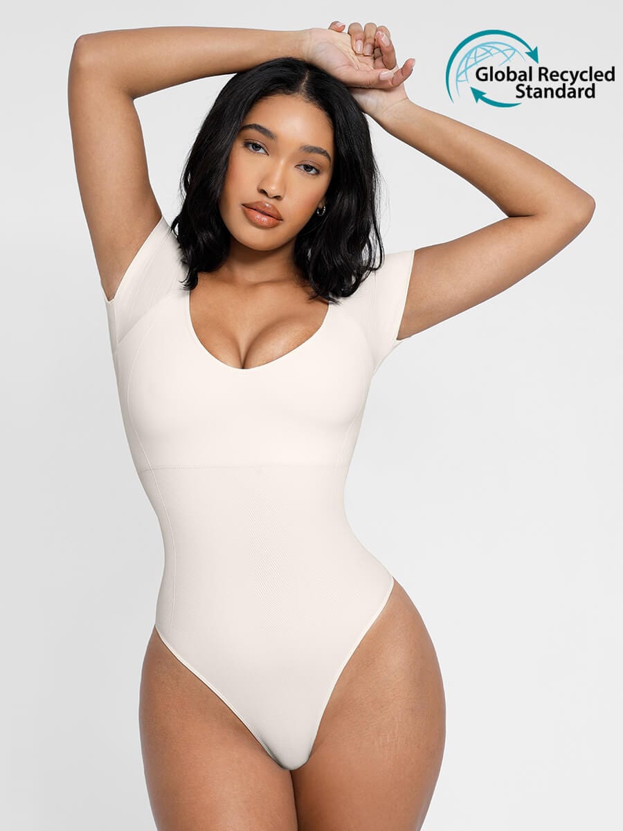 Wholesale ????Eco-friendly Square Collar High Elastic Knit Seamless Shapewear Bodysuit