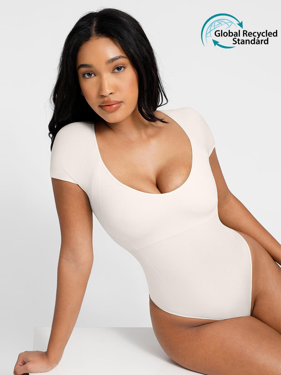Wholesale ????Eco-friendly Square Collar High Elastic Knit Seamless Shapewear Bodysuit