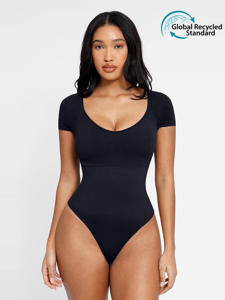 Wholesale ????Eco-friendly Square Collar High Elastic Knit Seamless Shapewear Bodysuit